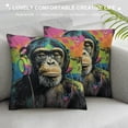 thumbnail image 3 of Orinice Music-Loving Monkey Graphic Decorative Cushion Throw Pillow Cover for Home Couch Living Room Sofa Square Soft and Durable 1PC 20x20in, 3 of 5