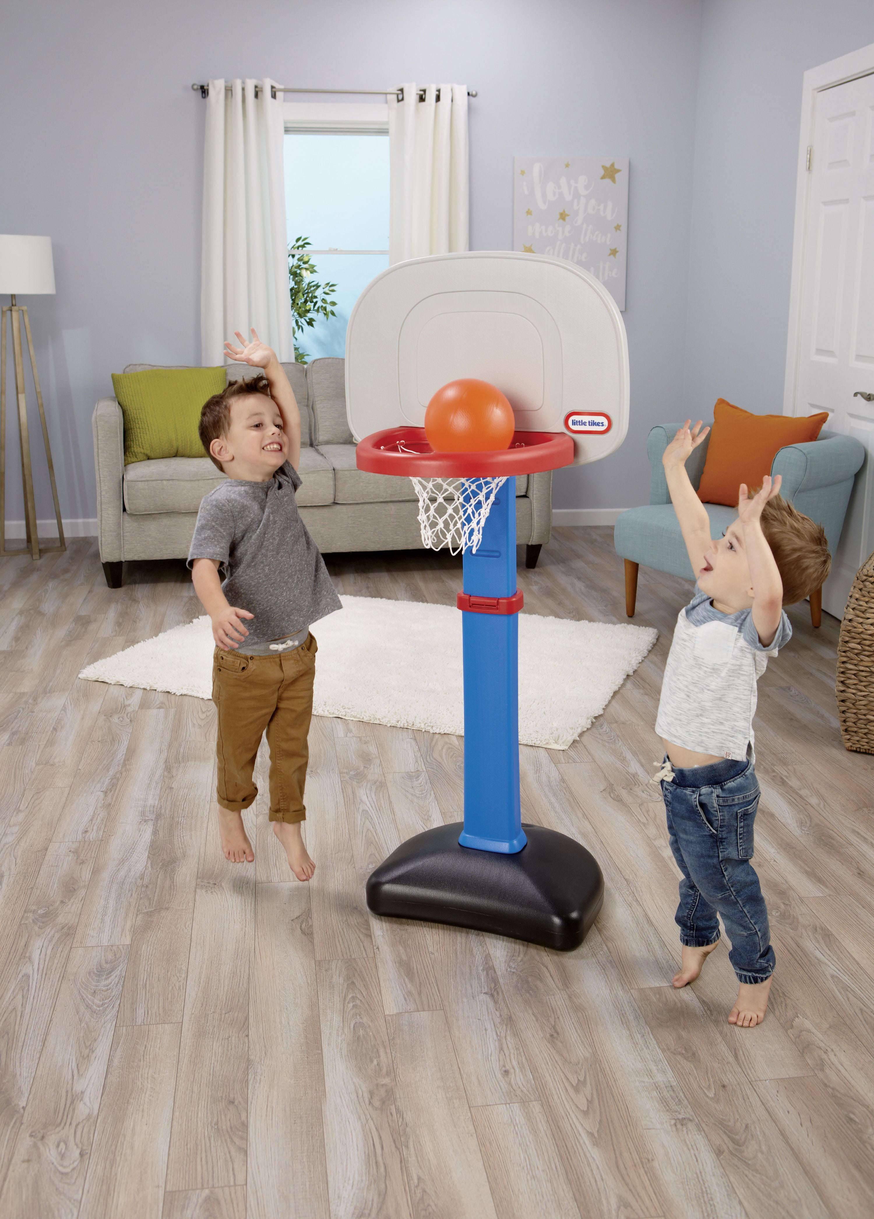 Little Tikes TotSports Easy Score Toy Basketball Hoop with Ball, Height Adjustable, Indoor Outdoor Backyard Toy Sports Play Set For Kids Girls Boys Ages 18 months to 5 Year Old, Blue - 3
