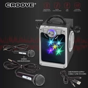 Croove Bluetooth Rechargeable Karaoke Machine with 2 Microphones and Flashing Disco Lights (Black)