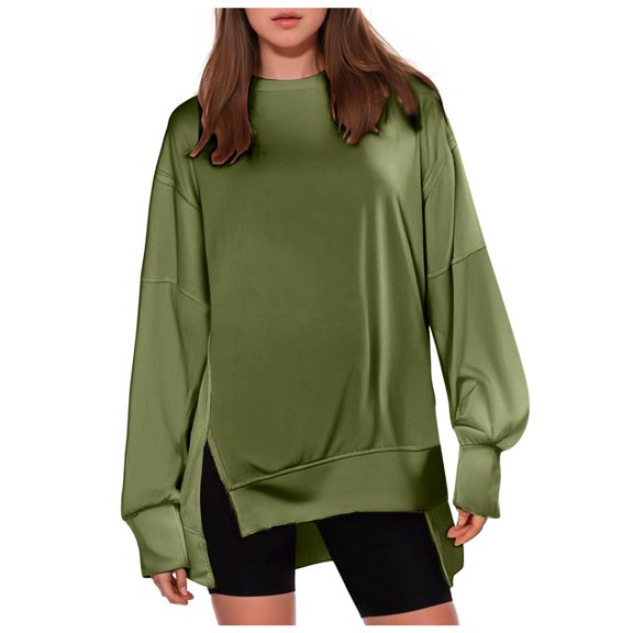 Siilsaa Womens Oversized Crewneck Sweatshirts Hoodies Fall Outfits Fashion Teen Girls Y2k Winter Clothes AG,S
