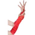 thumbnail image 3 of JISEN Gants de Fête de Mariage en Satin à Sequins en Dentelle Sans Doigts pour Femmes Rouge, 3 of 4