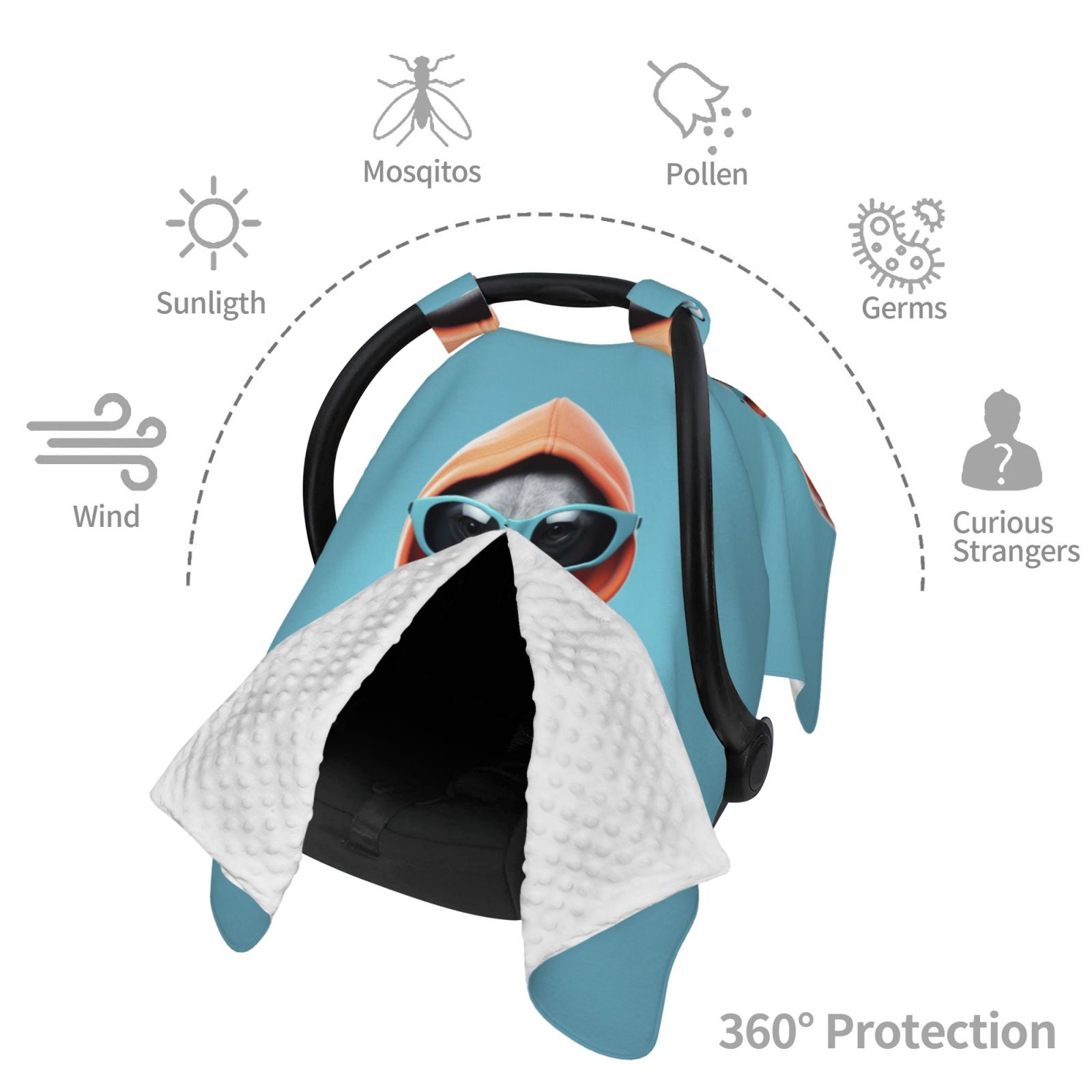 Car Seat Cover Baby - Cool Dog In Hoodie Breathable Infant Car Seat Cover for Baby Carseat, Lightweight Comfort Baby Essentials Must Haves Newborn Stuff for Girl Boy