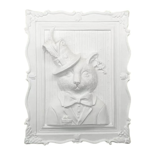 Figura de gato para pintar, estatua decorativa de gato sin pintar (DIY), figura de gato de yeso Gato macho