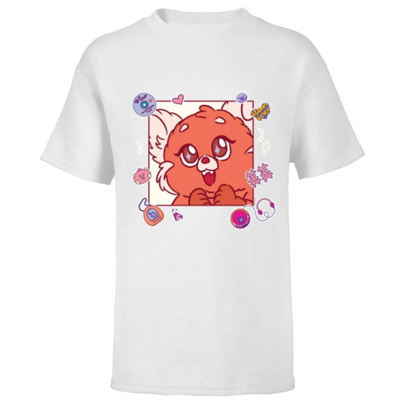 Disney and Pixar’s Turning Red Fluffy Cute ‘90s Panda Mei - Short Sleeve T-Shirt for Kids - Customized-White