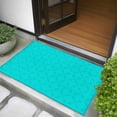 thumbnail image 5 of 2x3 Door Mat Rug, Turquoise Plaid Non-Skid Rubber Backing Large Rectangle Rugs - Living Room Bedroom Home Office, Geometric Leaf Diamond Morocco Abstract Indoor Floor Mat Carpets Washable Rug, 5 of 9