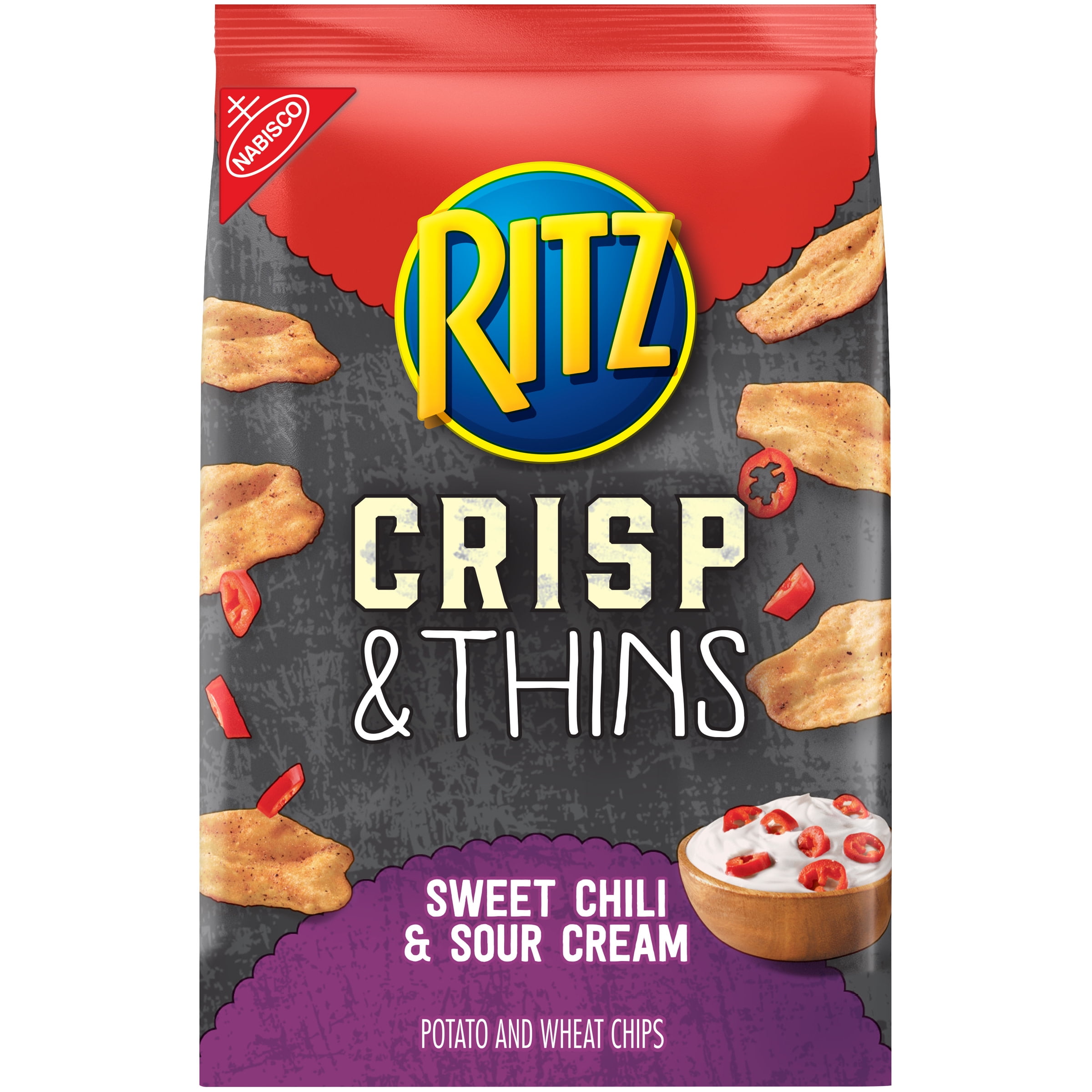 RITZ Crisp & Thins Chips, Sweet Chili & Sour Cream Flavor, 1 Bag (7.1 oz.)