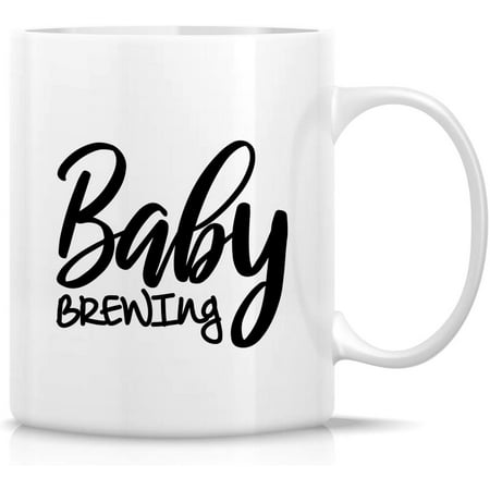 

Funny Mug - Baby Brewing 11 Oz Ceramic Coffee Tea Mugs - Funny Sarcasm Sarcastic Motivational Inspirational pregnancy baby shower birthday gifts for mom mum mama mother mom to be