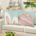 thumbnail image 2 of Happy Easter Pillow Covers 18x18 Inch Set of 4 Rabbit Bunny Egg Hunt Spring Farmhouse Decorative Throw Pillow Cases Blue Pink Cushion Cover for Kids Room Couch Home Decor, 2 of 6