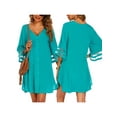 thumbnail image 4 of Liacowi Women's Bikini Cover-Up, Loose Fit Button-Down 3/4 Sleeve V Neck Chiffon Solid Color Beach Dress, 4 of 5