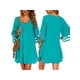 thumbnail image 4 of VISgogo Vestido de playa de gasa de color sólido con cuello en V y manga 3/4 con botones y ajuste holgado para mujer VISgogo  moda, 4 of 5