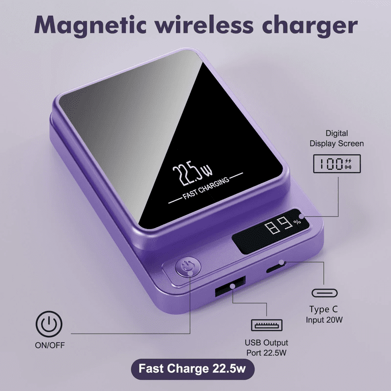 chicarygo Wireless Power Bank, 10000mAh, Magnetic Fast Charging