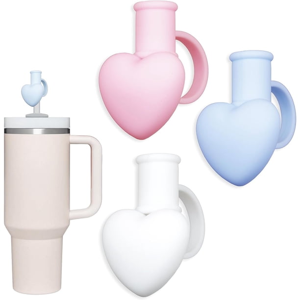 Paquete de 3 compatibles con vaso Stanley de 30 y 40 onzas, tapa de pajita de flores de 10 mm, lindas fundas de pajita de silicona, protectores de pajita, tapas de pajita de silicona suave de varias f