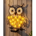 thumbnail image 1 of Lámparas solares de pared con forma de búho | Lámpara de pared decorativa de metal con flores LED | Decoración colgante impermeable para jardín exterior, patio, valla y patio, 1 of 7