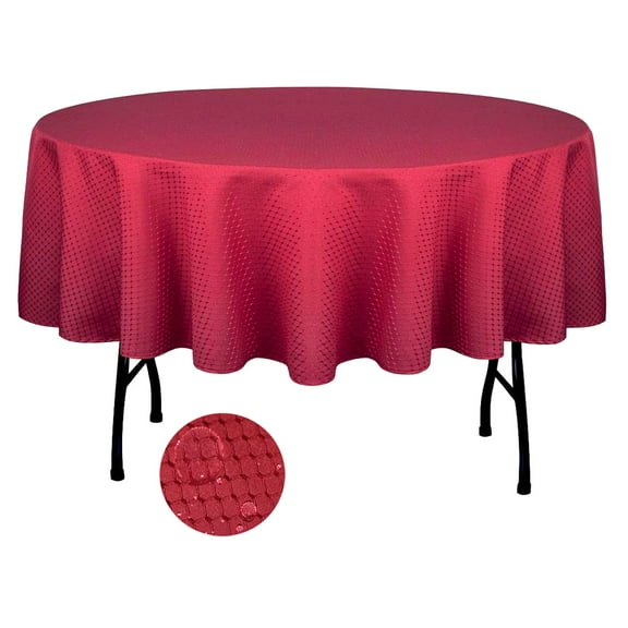 Tektrum 70 inch Round Elegant Waffle Weave Check Jacquard Tablecloth Table Cover - Waterproof/Stain Resistant/Spill Proof/Wrinkle Free - Great for Dinner, Banquet, Parties (Wine Red)