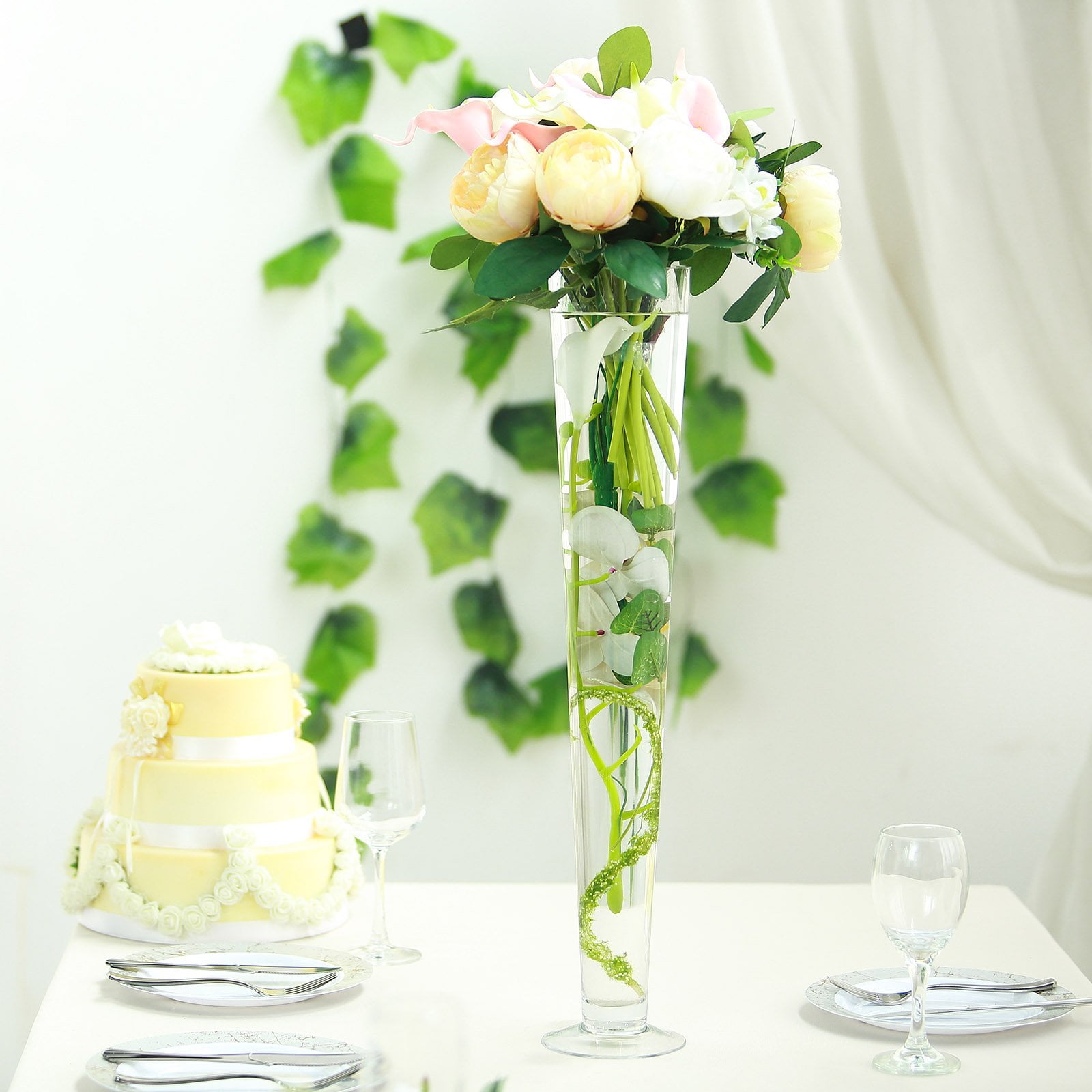 Efavormart 6pcs/Set 24" Tall Trumpet Heavy Duty Glass Centerpiece Vase ...