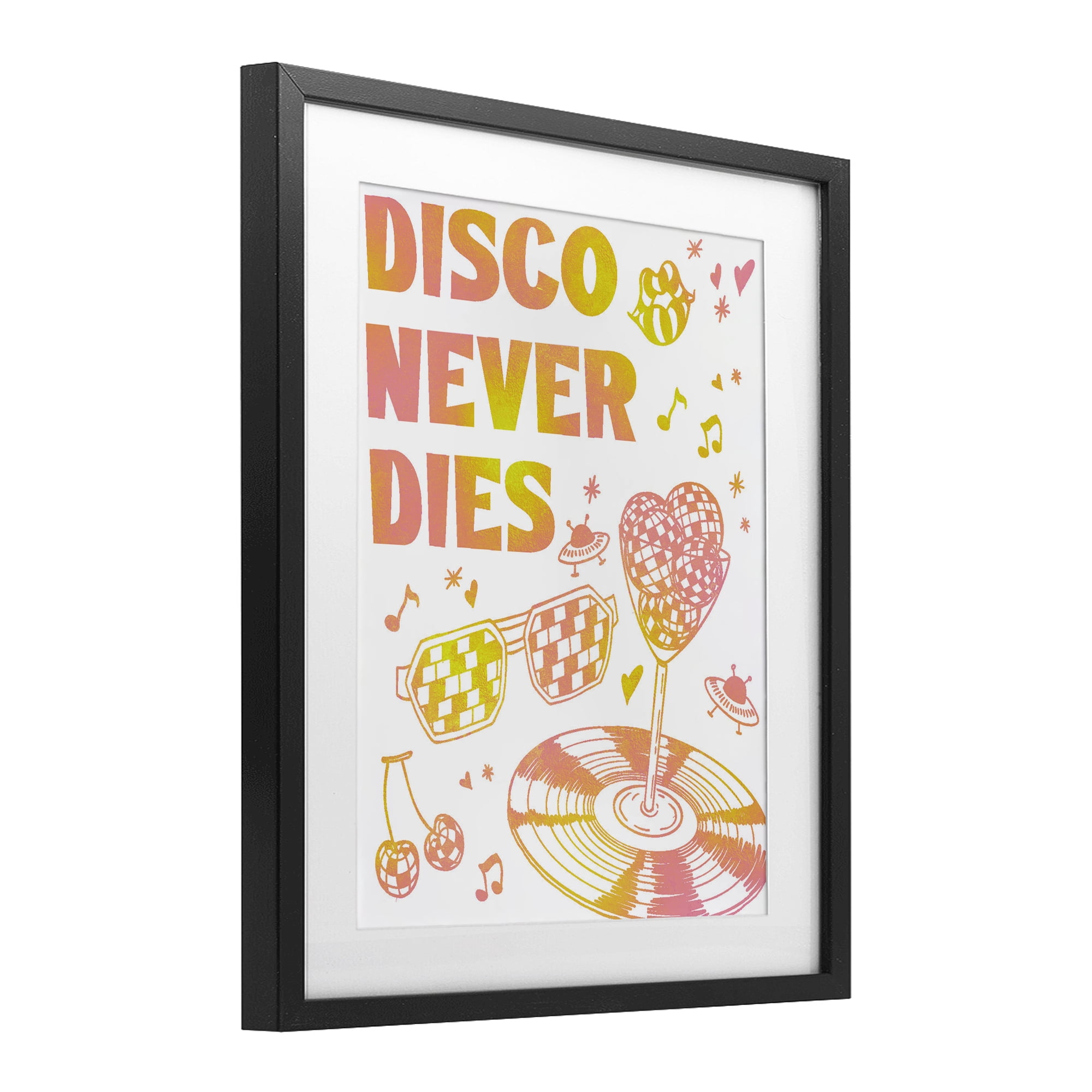 Stupell Industries Disco Never Dies Black Framed Print Under Glass, design by Ziwei Li