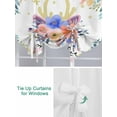 thumbnail image 3 of Pink Blue Floral Tie Up Curtains for Windows 63 Inch Length Balloon Curtains Kitchen Adjustable Balloon Window Shade Farmhouse Antlers Flowers Abstract Art Tie Up Bathroom Curtain Window 52"x63", 3 of 6