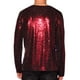 thumbnail image 3 of INSPIRE CHIC Camisetas para hombres con cuello redondo de manga larga, ajuste regular, XL, rojas con lentejuelas brillantes, 3 of 6
