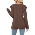 thumbnail image 3 of LUXUR Women Ruffled Pullover Plain Work Tops Coffee S, 3 of 3