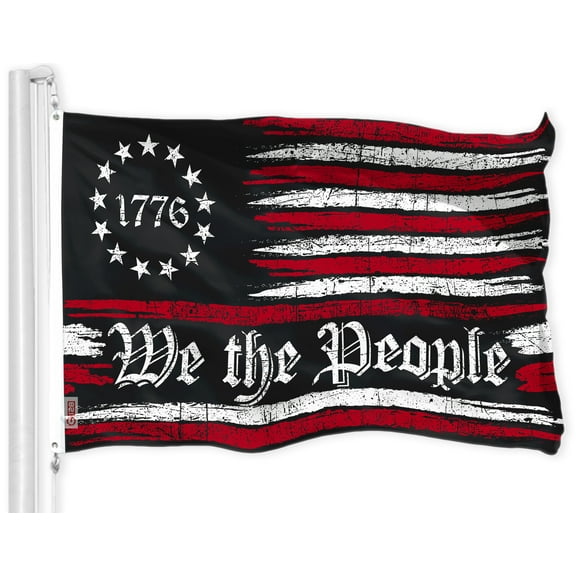 G128 We the People American Flag | 3x5 Ft | LiteWeave Pro Series Printed 150D Polyester | Historical Flag, Indoor/Outdoor, Vibrant Colors, Brass Grommets, Thicker and More Durable Than 100D 75D Poly