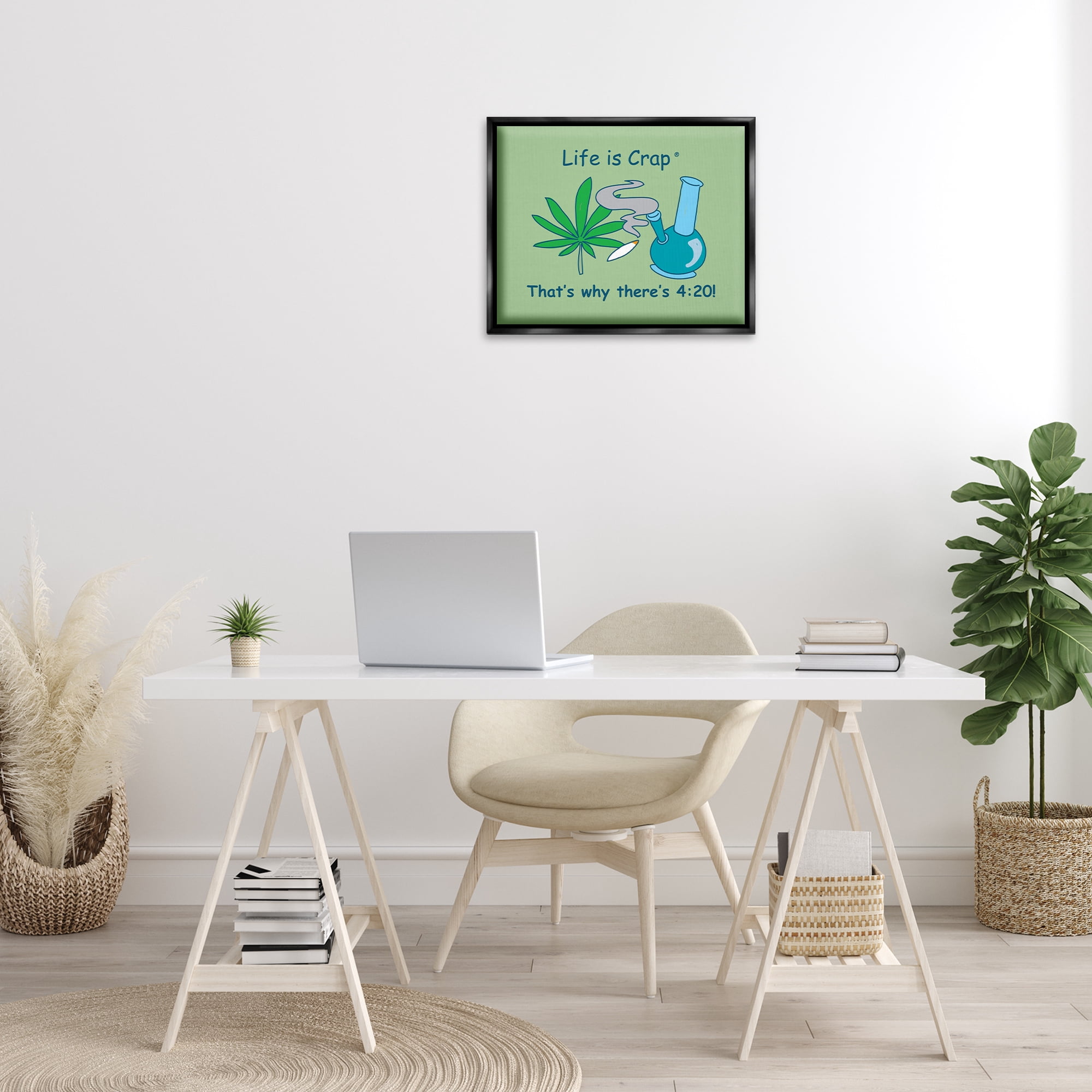 Stupell Industries Funny That's Why 420 Novelty & Humor Painting Black Floater Framed Canvas Art Print Wall Art, 21 x 17