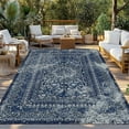 thumbnail image 3 of Fsddascl Boho Blue Outdoor Rug for Patio/Deck/Porch, Non-Slip Large Area Rug 4 x 6 Ft, Vintage Ethnic Modern Geometric Abstract Indoor Outdoor Rugs Washable Area Rugs, Reversible Camping Rug Carpet, 3 of 5