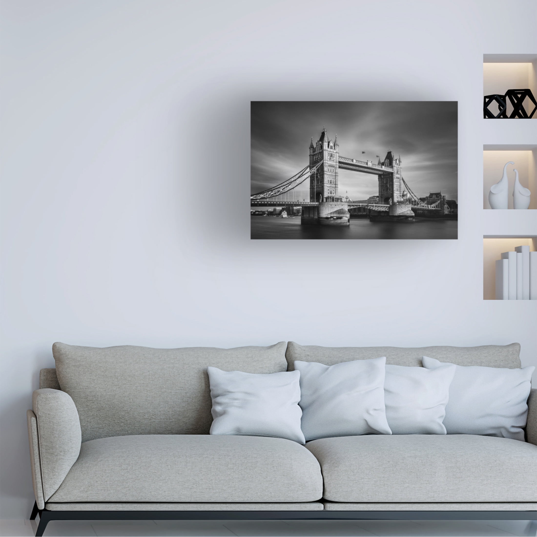 Canvas Wall Art - Nader El Assy 'Iconic Tower Bridge' Wall Art for Living Room, Bedroom, or Office Décor by Trademark Fine Art - 19 x 12 Inches