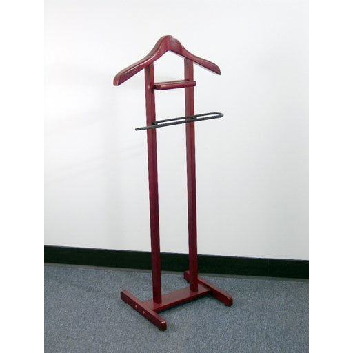 Proman Products Valet Stand with Wide Shoulder Hanger in Mahogany