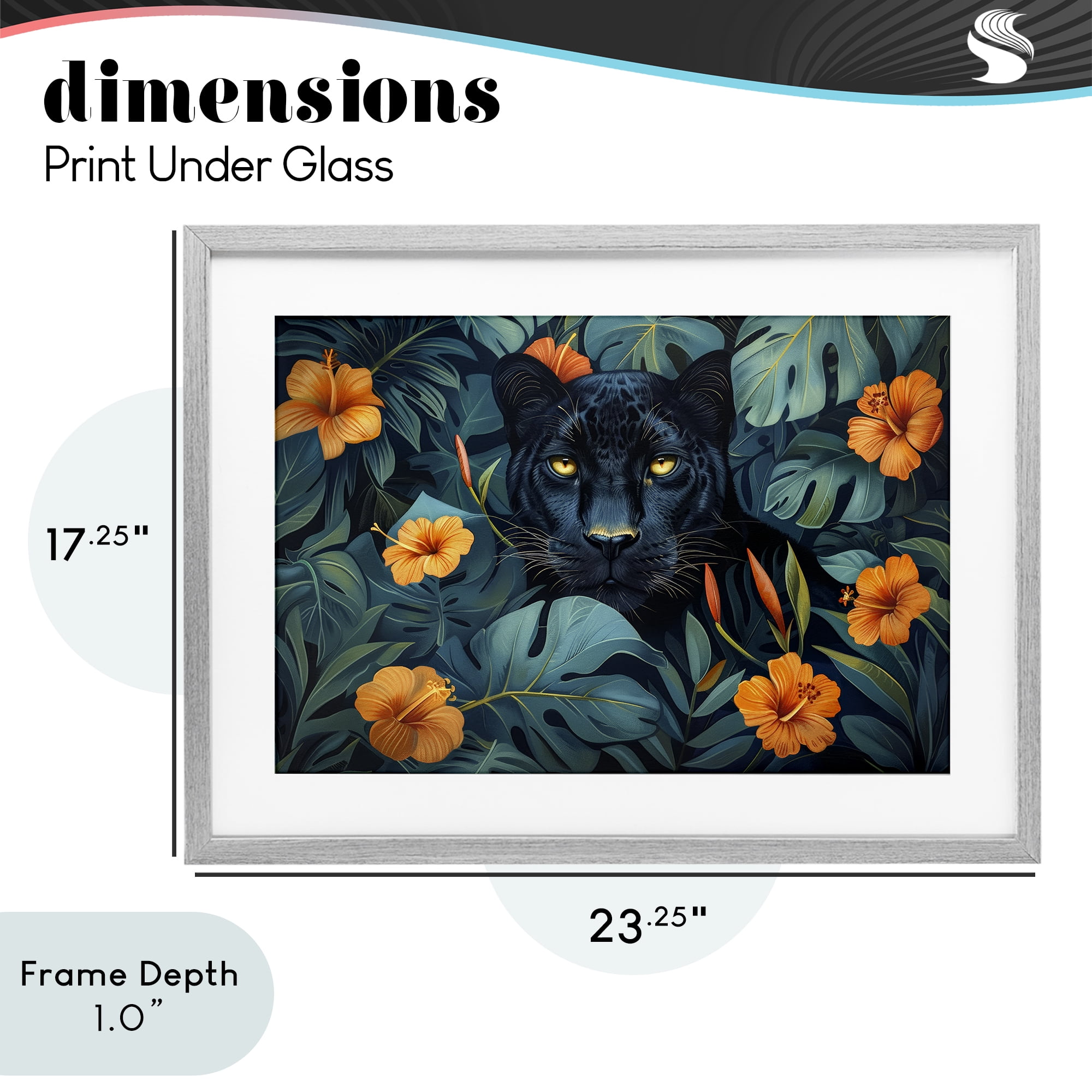 Stupell Industries Hiding Panther's Paradise Gray Framed Print Under Glass, design by Ray Powers