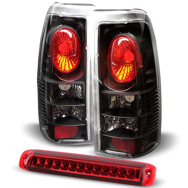 Fits 19992002 Chevy Silverado GMC Sierra Black Tail Lights+Red LED 3rd