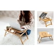 thumbnail image 2 of Yedigre Adjustable Bamboo Laptop Desk with Fan, Cooling Effect Tilting Top Drawer, Foldable Bed Table Portable Breakfast Serving Tray, 2 of 9
