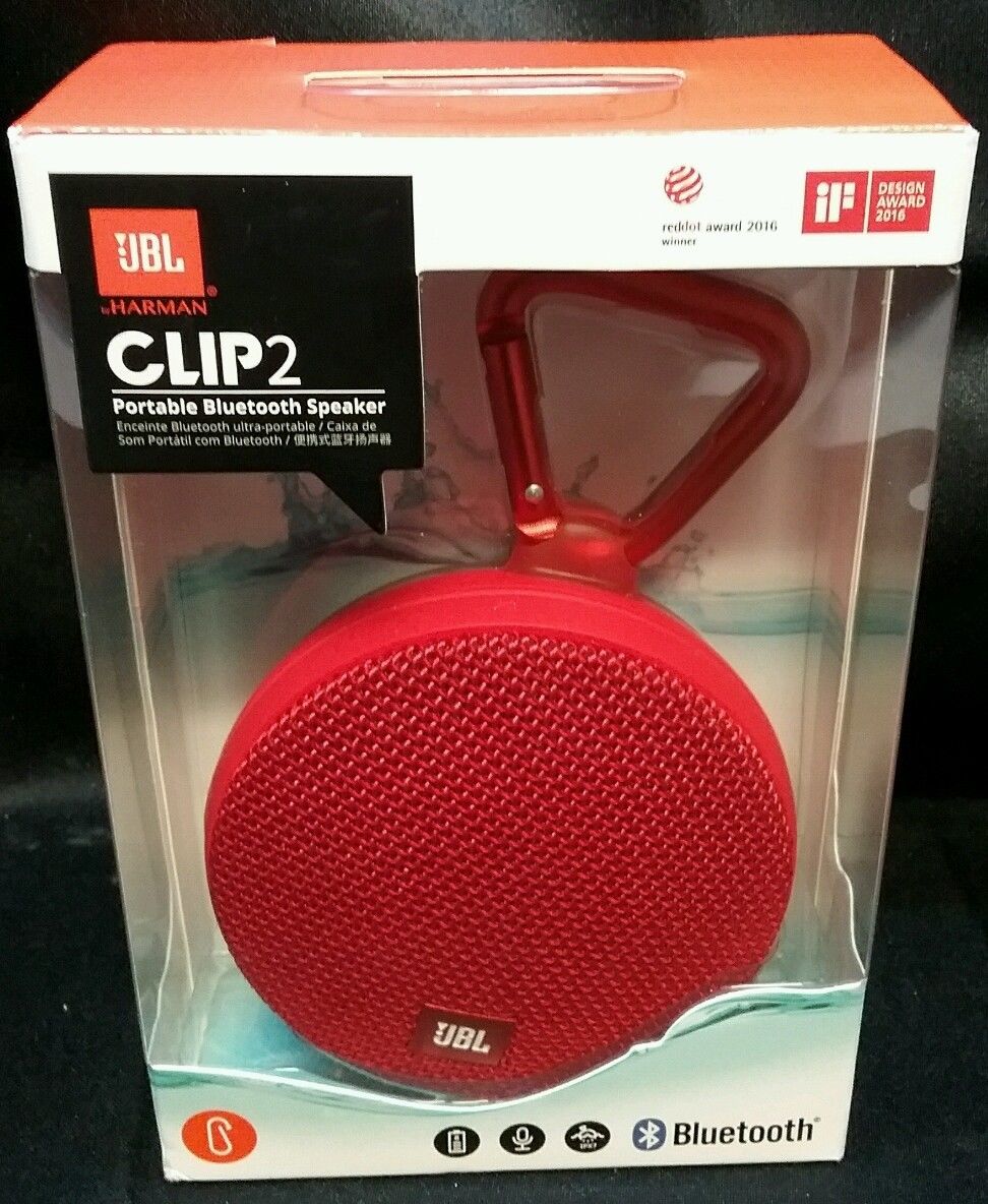 Refurbished JBL CLIP2RED Clip 2 Waterproof Portable