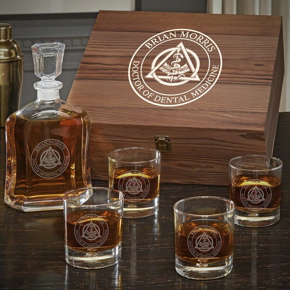 Dental Crest Personalized Argos Whiskey Decanter Set with Bryne Glasses