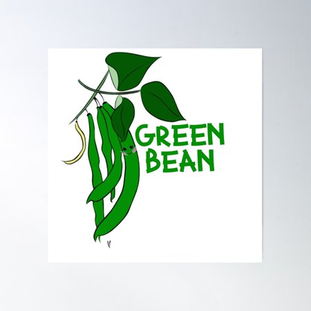 Anime Green Bean White With Logo Poster Wall Art, Modern Wall Decor For Living Room Bedroom, 30x30 UNFRAMED