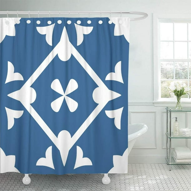 PKNMT Navy Abstract Indigo Blue and White Floor Tiles ...
