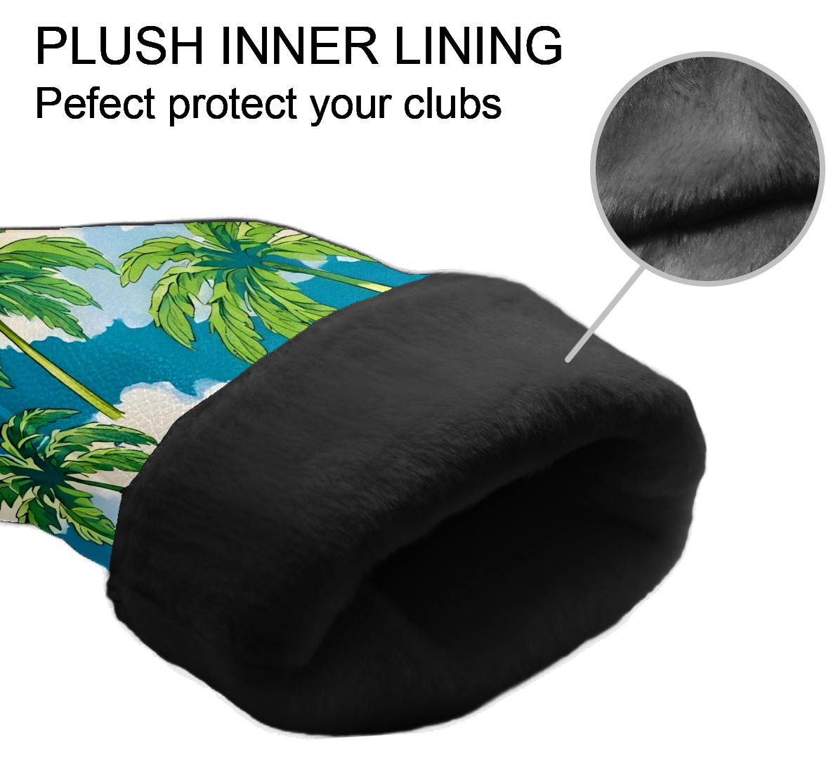 Golf Club Covers, Palm Tree Blue Premium PU Leather Driver Hybrid Putter Head Covers with Velvet Lining, Waterproof Golf Gifts for Men Women