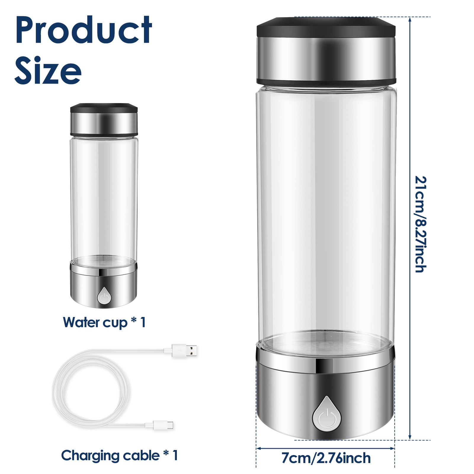 ウェア HYDROGEN Jetcloudlive Hydrogen Water Bottle, 360ml Portable Plastic