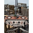 thumbnail image 2 of Outdoor Tablecloths with Umbrella Hole & Zipper, Khaki Boho Round Tablecloths 60 Inch, Vintage Ethnic Tribe Retro Abstract Art Waterproof Table Cloth, Patio/Pool/Picnic Table Covers, 2 of 8