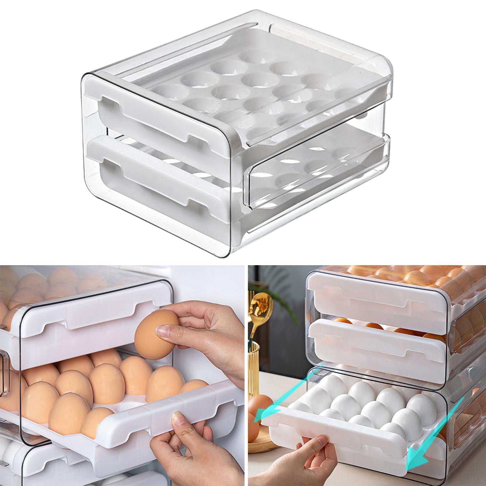 Fiocias Egg Holder Clear Stackable Storage Container Large Capacity Eggs Tray Bins for