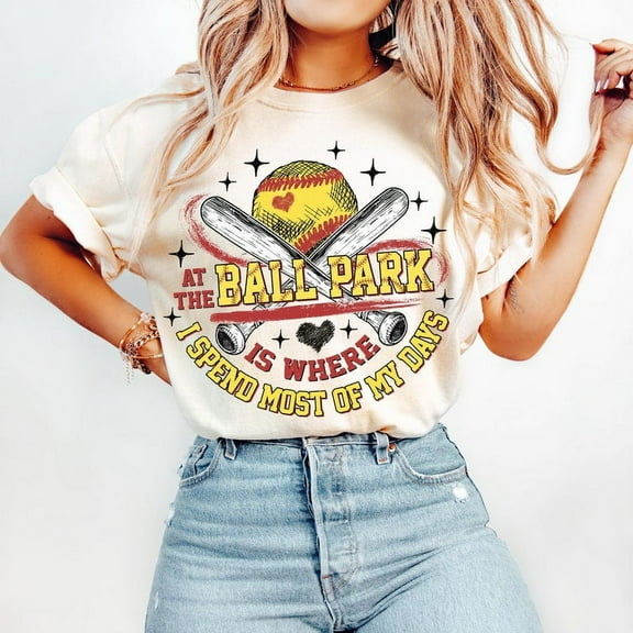 Retro Softball T-Shirt, Funny Game Day Tee, Softball Mom Shirt, Coquette Softball Graphic Tee, At the Ballpark Tee