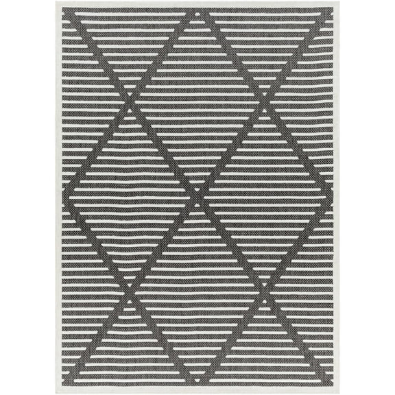 Mark&Day Outdoor Rugs, 5x7 Calvert Modern Indoor/Outdoor Charcoal Area Rug, Non Shedding Grey Beige Carpet for Patio, Porch, Deck, Bedroom, Living Room or Kitchen (5'3" x 7')