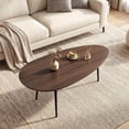 thumbnail image 2 of Costway Oval Coffee Table with Sturdy Metal Construction & Compact Design, Retro Sofa Table Walnut, 2 of 10