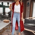 thumbnail image 3 of Manteau pour Dames Automne Hiver Manches Longues Tricoté Manteau Ouvert devant Cardigan Mi-Long Chaud Couleur Unie Mode Manteau Extérieur Trench Col Rond, 3 of 7
