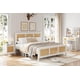 thumbnail image 5 of Bohemian rattan king size marco de cama con cabecero-strong metal slats support no necesita colchón base noise-free design blanca, 5 of 7