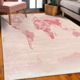 thumbnail image 3 of Earth Decorative Rug, Detailed World Map with All Countries Major Capital Cities Universe Continents, Quality Carpet for Bedroom Dorm and Living Room, 6 Sizes, Rose Blush, by Ambesonne, 3 of 4