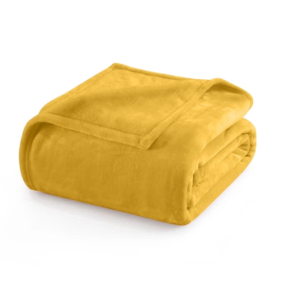 IR Imperial Rooms Fleece Bed Throw Blanket, Plush, Travel and Couch Fuzzy, Cozy Washable Ultrasoft Throw Size Ochre