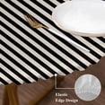 thumbnail image 3 of Black Striped Round Tablecloth, Fitted Table Cover with Elastic for 36"-44" Round Tables, Modern Simple Farmhouse Beige Vintage Table Cloth Outdoor Indoor Dinning Party Waterproof Tablecloths, 3 of 7