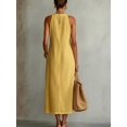 thumbnail image 2 of Womens Yellow Cotton Halter Maxi Dress With Embroidered Detail, 2 of 7