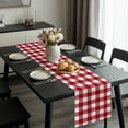 thumbnail image 2 of Farmhouse Buffalo Plaid Table Runner 90 Inches Long, Red White Checkered Kitchen Coffee Dining Table Decoration for Home Party Birthday Wedding Home Decor 13x90 Inches, 2 of 8