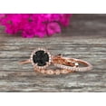 thumbnail image 5 of 10k Rose Gold 2.25 Carat Round Cut Black Diamond Moissanite Engagement Rings With Two Matching Wedding Band Diamonds Halo Design Art Deco, 5 of 5